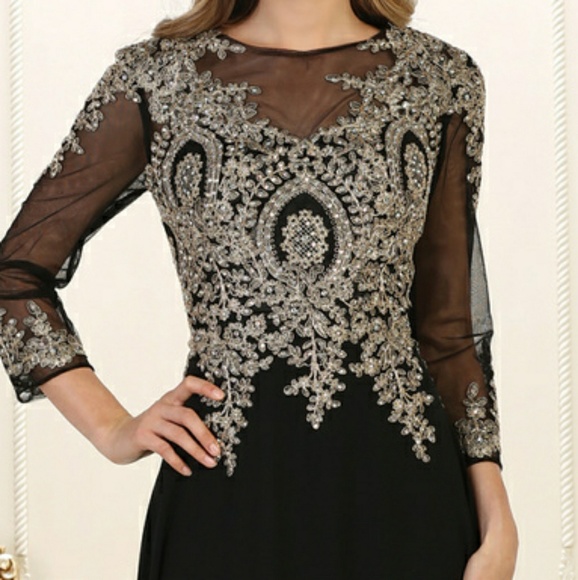 Long sleeve new mother of the bride evening dress - Picture 2 of 7